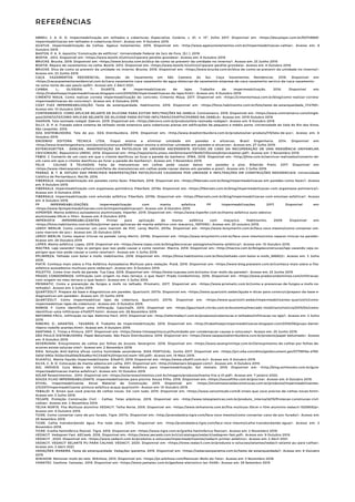 ABREU, J. A. D. D. Impermeabilização em telhados e coberturas. Especialize, Goiânia, v. 01, n. 13ª, Julho 2017. Disponivel em: <https://docplayer.com.br/50749669-
Impermeabilizacao-em-telhados-e-coberturas.html>. Acesso em: 9 Outubro 2019.
AGATUX. Impermeabilização de Calhas. Agatux Isolamentos, 2019. Disponivel em: <http://www.agatuxisolamentos.com.br/impermeabilizacao-calhas>. Acesso em: 9
Outubro 2019.
BASTOS, P. K. X. Apostila "Construção de edifícios". Universidade Federal de Juiz de Fora. [S.l.]. 2019.
BOSTIK , 2012. Disponivel em: <https://www.bostik.it/utilizzi/riparare-perdite-grondaia>. Acesso em: 8 Outubro 2019.
BRUCKE. Brucke, 2018. Disponivel em: <https://www.brucke.com.br/dica-de-como-se-prevenir-da-umidade-no-inverno/>. Acesso em: 23 Junho 2019.
BOSTIK. Reparo de vazamentos na calha. Bostik, 2012. Disponivel em: <https://www.bostik.it/utilizzi/riparare-perdite-grondaia>. Acesso em: 8 Outubro 2019.
BRUCKE. Dica de como se prevenir da umidade no inverno. Brucke, 2018. Disponivel em: <https://www.brucke.com.br/dica-de-como-se-prevenir-da-umidade-no-inverno/>.
Acesso em: 23 Junho 2019.
CAÇA VAZAMENTOS RESIDENCIAL. Detecção de Vazamento em São Caetano do Sul. Caça Vazamentos Residencial, 2019. Disponivel em:
<https://cacavazamentoresidencial.com.br/caca-vazamento-caca-vazamento-de-agua-deteccao-de-vazamento-empresa-de-caca-vazamento-servico-de-caca-vazamento-
na-zona-norte-de-sao-paulo-sp/61>. Acesso em: 2 Abril 2021.
CAMBA, L.; OLIVEIRA, T.; DUARTE, M. Impermeabilizacao de lajes. Trabalho de impermeabilização, 2016. Disponivel em:
<http://trabalhoepcimpermeabilizacao.blogspot.com/2016/06/impermeabilizacao-de-lajes.html>. Acesso em: 9 Outubro 2019.
CIMENTO MAUA. Como realizar correta impermeabilização do concreto. Cimento Maua, 2017. Disponivel em: <https://cimentomaua.com.br/blog/como-realizar-correta-
impermeabilizacao-do-concreto/>. Acesso em: 8 Outubro 2019.
COAT FLEX IMPERMEABILIZAÇÃO. Teste de estanqueidade. Habitissimo, 2016. Disponivel em: <https://fotos.habitissimo.com.br/foto/teste-de-estanqueidade_1114765>.
Acesso em: 10 Outubro 2019.
CONTRAMARCO. COMO APLICAR SELANTE DE SILICONE PARA EVITAR INFILTRAÇÕES NA JANELA. Contramarco, 2016. Disponivel em: <https://www.contramarco.com/single-
post/2016/12/13/COMO-APLICAR-SELANTE-DE-SILICONE-PARA-EVITAR-INFILTRA%C3%87%C3%95ES-NA-JANELA>. Acesso em: 2019 Outubro 2019.
DAKRON. Tela resinada rodapé. Dakron, 2019. Disponivel em: <https://akronrs.com.br/produto/tela-resinada-rodape/>. Acesso em: 9 Outubro 2019.
DILLY, D. P. A. Tratado sobre sistema de telhado verde extensivo para coberturas planas em edificações de pequeno e médio porte. Universidade do Vale do Rio dos Sinos.
São Leopoldo. 2016.
DZA DISTRIBUIDORA. Tela de pvc. DZA Distribuidora, 2019. Disponivel em: <http://www.dzadistribuidora.com.br/produtos/ver-produto/115/tela-de-pvc>. Acesso em: 8
Outubro 2019.
ENGENHO EDITORA TÉCNICA LTDA. Viapol ensina a eliminar umidade em paredes e alicerces. Brasil Engenharia, 2014. Disponivel em:
<http://www.brasilengenharia.com/portal/construcao/9350-viapol-ensina-a-eliminar-umidade-em-paredes-e-alicerces>. Acesso em: 27 Julho 2019.
EXTERCKOETTER, ; ZANCAN,. MANIFESTAÇÃO DA PATOLOGIA DE UMIDADE ASCENDENTE: ESTUDO DE CASO DA RECUPERAÇÃO DE UMA RESIDÊNCIA UNIFAMILAR,
CRICIÚMA/SC. Repositório UNESC, 2018. Disponivel em: <http://repositorio.unesc.net/bitstream/1/6493/1/DorottyExterckoetter.pdf>. Acesso em: 3 Novembro 2019.
FÁBIO, J. Conserto de um cano em que o cliente danificou ao furar a parede do banheiro. JFMA, 2018. Disponivel em: <http://jfma.com.br/servicos-realizados/conserto-de-
um-cano-em-que-o-cliente-danificou-ao-furar-a-parede-do-banheiro/>. Acesso em: 3 Novembro 2019.
FELIX - CALHAS E TELHADOS. Falta de manutencao em calhas pode causar danos em paredes e piso. Ribeirão Preto, 2017. Disponivel em:
<https://www.ribeiraopreto.calheiro.com/falta-de-manutencao-em-calhas-pode-causar-danos-em-paredes-e-piso/>. Acesso em: 3 Julho 2019.
FERRAZ, B. T. B. ESTUDO DAS PRINCIPAIS MANIFESTAÇÕES PATOLÓGICAS CAUSADAS POR UMIDADE E INFILTRAÇÕES EM CONSTRUÇÕES RESIDENCIAIS. Universidade
Católica de Pernambuco. Recife. 2016.
FIBERSALS. Impermeabilização em paredes como fazer. FiberSals, 2018. Disponivel em: <https://fibersals.com.br/blog/impermeabilizacao-em-paredes-como-fazer/>. Acesso
em: 9 Outubro 2019.
FIBERSALS. Impermeabilização com argamassa polimérica. FiberSals, 2019a. Disponivel em: <https://fibersals.com.br/blog/impermeabilizacao-com-argamassa-polimerica/>.
Acesso em: 8 Outubro 2019.
FIBERSALS. Impermeabilização com emulsão asfáltica. FiberSals, 2019b. Disponivel em: <https://fibersals.com.br/blog/impermeabilizacao-com-emulsao-asfaltica/>. Acesso
em: 8 Outubro 2019.
FP IMPERMEABILIZAÇÕES. Impermeabilização com manta asfaltica. FP Impermeabilizações, 2017. Disponivel em:
<https://www.fpimpermeabilizacoes.com.br/impermeabilizacao/>. Acesso em: 8 Outubro 2019.
HIPERFER. Manta asfáltica autoadesiva aluminizada. Hiperfer, 2019. Disponivel em: <https://www.hiperfer.com.br/manta-asfaltica-auto-adesiva-
aluminizada-05cm-x-10m>. Acesso em: 8 Outubro 2019.
IMPÉRIOFIX IMPERMEABILIZANTES. Primer para aplicação de manta asfáltica com maçarico. Habitissimo, 2009. Disponivel em:
<https://fotos.habitissimo.com.br/foto/primer-para-aplicacao-de-manta-asfaltica-com-macarico_1697050>. Acesso em: 20 outubro 2019.
LEROY MERLIN. Como consertar um cano marrom de PVC. Leroy Merlin, 2015a. Disponivel em: <https://www.leroymerlin.com.br/faca-voce-mesmo/como-consertar-um-
cano-marrom-de-pvc>. Acesso em: 25 Outubro 2019.
LEROY MERLIN. Como reparar trincas na parede. Leroy Merlin, 2015b. Disponivel em: <https://www.leroymerlin.com.br/faca-voce-mesmo/como-reparar-trincas-na-parede>.
Acesso em: 28 Outubro 2019.
LOPES. Manta asfáltica. Lopes, 2019. Disponivel em: <https://www.lopes.com.br/blog/decoracao-paisagismo/manta-asfaltica/>. Acesso em: 10 Outubro 2019.
MACTRA. Laje vazando? Veja os perigos que isso pode causar e como resolver. Mactra, 2018. Disponivel em: <http://mactra.com.br/blogdaconstrucao/laje-vazando-veja-os-
perigos-que-isso-pode-causar-e-como-resolver/>. Acesso em: 4 Julho 2019.
PFLIMPEZA. Telhado com bolor e mofo. Habitissimo, 2016. Disponivel em: <https://fotos.habitissimo.com.br/foto/telhado-com-bolor-e-mofo_698922>. Acesso em: 3 Julho
2019.
PIATÃ. Conheça mais sobre a Fita Asfáltica Autoadesiva Multiuso para vedação. Piatã, 2018. Disponivel em: <https://www.blog.piatatem.com.br/conheca-mais-sobre-a-fita-
asfaltica-autoadesiva-multiuso-para-vedacao/>. Acesso em: 8 Outubro 2019.
POLETTO,. Como tirar mofo da parede. Tua Casa, 2018. Disponivel em: <https://www.tuacasa.com.br/como-tirar-mofo-da-parede/>. Acesso em: 23 Junho 2019.
PRADO CONDOMÍNIOS. Infiltração com origem no meu terraço, o que fazer? Prado Condomínios, 2016. Disponivel em: <https://www.pradocondominios.com/infiltracao-
com-origem-no-meu-terraco-o-que-fazer/>. Acesso em: 4 Julho 2019.
PRISMATIC. Como e prevenção de fungos e mofo no telhado. Prismatic, 2017. Disponivel em: <https://www.prismatic.com.br/como-e-prevencao-de-fungos-e-mofo-no-
telhado/>. Acesso em: 5 Julho 2019.
QUARTZOLIT. Preparo da base e diagnósticos em paredes. Quartzolit, 2017a. Disponivel em: <https://www.quartzolit.weber/ajuda-e-dicas-para-construir/preparo-da-base-e-
diagnosticos-em-paredes>. Acesso em: 23 Junho 2019.
QUARTZOLIT. Como impermeabilizar lajes de cobertura. Quartzolit, 2017b. Disponivel em: <https://www.quartzolit.weber/impermeabilizantes-quartzolit/como-
impermeabilizar-lajes-de-cobertura>. Acesso em: 9 Outubro 2019.
RAMOS, F. Como identificar uma infiltração. GaúchaZh, 2015. Disponivel em: <https://gauchazh.clicrbs.com.br/economia/mercado-imobiliario/noticia/2015/04/como-
identificar-uma-infiltracao-4740577.html>. Acesso em: 28 Novembro 2019.
REFORMA FÁCIL. Infiltração na laje. Reforma Fácil, 2013. Disponivel em: <http://reformafacil.com.br/produtos/coberturas-e-telhados/infiltracao-na-laje/>. Acesso em: 4 Julho
2019.
RIBEIRO, D.; ARANTES, ; TAVARES, R. Trabalho de impermeabilização, 2016. Disponivel em: <http://trabalhoepcimpermeabilizacao.blogspot.com/2016/06/grupo-daniel-
ribeiro-rodolfo-arantes.html>. Acesso em: 8 Outubro 2019.
SANTANA, C. Tintas e Pintura, 2017. Disponivel em: <https://www.tintasepintura.pt/humidade-por-condensacao-causas-e-solucoes/>. Acesso em: 25 Junho 2019.
SÃO PAULO DISTRIBUIDORA. Papel Betumado. São Paulo Distribuidora, 2019. Disponivel em: <https://www.saopaulodistribuidora.com.br/produto/papel-betumado>. Acesso
em: 9 Outubro 2019.
SEVERGNINI. Entupimento de calhas por folhas de árvores. Severgnini, 2018. Disponivel em: <https://www.severgniniloja.com.br/l/entupimento-de-calhas-por-folhas-de-
arvores-existe-solucao-sim/>. Acesso em: 2 Novembro 2019.
SIKA. Solução Anti-Salitre eficaz contra humidade ascendente. SIKA PORTUGAL, Junho 2017. Disponivel em: <https://prt.sika.com/dms/getdocument.get/0779916a-e785-
3d0d-b90a-302bc04a5fab/SikaMur%C2%AE%20InjectoCream-100.pdf>. Acesso em: 19 Maio 2019.
SILKAFILL. Manta líquida Impermeabilizante. SilkaFill, 2019. Disponivel em: <https://www.sikafill.com.br/>. Acesso em: 9 Outubro 2019.
SILVA, C. R. D. Colocação de manta adesiva em calha, 2011. Disponivel em: <http://cleberserv.blogspot.com/>. Acesso em: 8 Outubro 2019.
SOL IMÓVEIS. Guia Básico de Utilização da Manta Asfáltica para Impermeabilização. Sol Imóveis, 2016. Disponivel em: <http://blog.solimoveis.com.br/guia-
impermeabilizacao-manta-asfaltica/>. Acesso em: 10 Outubro 2019.
SOLAR Revestimentos , 2010. Disponivel em: <https://solarrevestimentos.com.br/imagens/produtos/manta-fria-a-01.pdf>. Acesso em: 7 janeiro 2020.
SOUZA FILHO IMPERMEABILIZANTE. Impermeabilizantes para piscina. Souza Filho, 2018. Disponivel em: <https://souzafilho.com.br/piscina>. Acesso em: 8 Outubro 2019.
STIVAL. Impermeabilizante. Stival Material de Construção, 2015. Disponivel em: <https://stivalmaterialdeconstrucao.com.br/produtos/impermeabilizantes-
2/0/257/impermeabilizante-pintura-asfaltica-acqua-quartzolit>. Acesso em: 10 Outubro 2019.
TEBALDI, R. Sinais que você precisa de calhas novas. Vai com tudo, 2015. Disponivel em: <https://www.vaicomtudo.com/6-sinais-que-voce-precisa-de-calhas-novas.html>.
Acesso em: 3 Julho 2019.
TEGAPE. Proteção Construção Civil - Calhas. Telas plásticas, 2019. Disponivel em: <http://www.telasplasticas.com.br/produto_interna/id/15/Protecao-construcao-civil-
calhas>. Acesso em: 2 Novembro 2019.
TELHA NORTE. Fita Multiuso alumínio VEDACIT. Telha Norte, 2018. Disponivel em: <https://www.telhanorte.com.br/fita-multiuso-30cm-x-10m-aluminio-vedacit-1525905/p>.
Acesso em: 8 Outubro 2019.
TIGRE. Como consertar cano de pvc furado. Tigre, 2017a. Disponivel em: <http://pratodaobra.tigre.com/faca-voce-mesmo/como-consertar-cano-de-pvc-furado/>. Acesso em:
29 Setembro 2019.
TIGRE. Calha transbordando água. Pra toda obra, 2017b. Disponivel em: <http://pratodaobra.tigre.com/faca-voce-mesmo/calha-transbordando-agua/>. Acesso em: 2
Novembro 2019.
TIGRE. Grelha hemisférica flexível. Tigre, 2018. Disponivel em: <https://www.tigre.com.br/grelha-hemisferica-flexivel>. Acesso em: 2 Novembro 2019.
VEDACIT. Vedapren Fast. AECweb, 2016. Disponivel em: <https://www.aecweb.com.br/cls/catalogos/vedacit/vedapren-fast.pdf>. Acesso em: 9 Outubro 2019.
VEDACIT , 2020. Disponivel em: <https://www.vedacit.com.br/produtos-e-solucoes/impermeabilizantes/vedacit-primer-asfaltico>. Acesso em: 2 Abril 2021.
VEDACIT. VEDACIT SELANTE PU PARA CALHAS. VEDACIT, 2020. Disponivel em: <https://www.vedacit.com.br/produtos-e-solucoes/selantes/vedacit-selante-pu-para-calhas>.
Acesso em: 2 Abril 2021.
VEDAÇÕES IPANEMA. Teste de estanqueidade. Vedações Ipanema, 2016. Disponivel em: <https://vedacoesipanema.com.br/teste-de-estanqueidade/>. Acesso em: 8 Outubro
2019.
WIKIHOW. Remover mofo do teto. WikiHow, 2013. Disponivel em: <https://pt.wikihow.com/Remover-Mofo-do-Teto>. Acesso em: 3 Novembro 2019.
YAMATEC. Geofone. Yamatec, 2019. Disponivel em: <https://www.yamatec.com.br/geofone-eletronico-tec-0406>. Acesso em: 29 Setembro 2019
REFERÊNCIAS
 