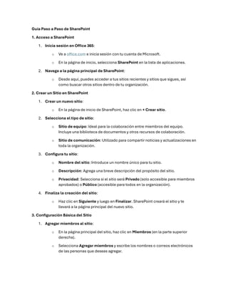 Guia paso a paso de Sharepoint en microsoft 365 | PDF