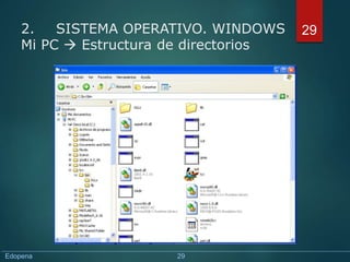 29
2. SISTEMA OPERATIVO. WINDOWS
Mi PC  Estructura de directorios
Edopena 29
 