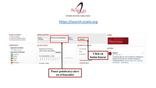 https://search.scielo.org
Poner palabra(s) clave
en el buscador
Click en
botón buscar
 