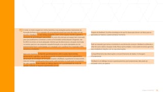 24
O que é tutoria?
Preparo do feedback. Escolhas estratégicas do que foi observado devem ser feitas para se
aproveitar ao máximo o potencial desse momento.
Pedir ao tutorado que reviva o momento é uma forma de começar o feedback acolhendo o
olhar do outro sobre a situação vivida. Nessa oportunidade, o tutor pode encontrar ganchos
para estabelecer relações com as suas observações.
Compartilhamento das observações e encaminhamento de dados. A checagem
é fundamental.
Feedback é um diálogo. Escuta e questionamentos são fundamentais. Não pode ser
encarado como um parecer.
À noite, no hotel, resgatei em minha memória e nas anotações pontos importantes da
formação de Rosa com o tutorado e fiz uma pequena pauta que seria discutida com ela
durante o feedback. Li e reli minhas anotações, assim como a pauta, visando a garantir o
momento de aprendizagem para ambos. No outro dia, procurei um espaço bem reservado
para que pudéssemos conversar e, como os funcionários ainda estavam chegando, não
foi difícil encontrar um local adequado. Solicitei que ela descrevesse a situação vivenciada
na tutoria, qual era o seu propósito naquela formação, se as ações planejadas por ela
anteriormente foram contempladas, se o resultado com o professor foi o esperado, enfim,
revivemos o momento.
Após esse momento, fui fazendo questionamentos sobre as ações desenvolvidas,
apresentando sugestões, mas de forma que ela conseguisse terminá-las e garantindo a
apropriação de estratégias de formação. Durante o feedback, a questionei se estava sendo
claro em minhas considerações/observações, pedi exemplos ou explicações do propósito
de cada sugestão. Tentei manter um diálogo aberto com a possibilidade de mudar de
opinião mediante as respostas apresentadas por ela.
Sumário
 