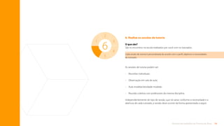 54
Rotinas de trabalho de Tutoria de Área
6. Realize as sessões de tutoria
O que são?
São os encontros na escola realizados por você com os tutorados.
As sessões de tutoria podem ser:
•	Reuniões individuais;
•	
Observação em sala de aula;
•	
Aula modelar/atividade modelar;
•	
Reunião coletiva com professores da mesma disciplina.
Independentemente do tipo de sessão, que irá variar conforme a necessidade e a
abertura de cada tutorado, a sessão deve ocorrer da forma apresentada a seguir.
Cada sessão de tutoria é personalizada de acordo com o perfil, objetivos e necessidades
do tutorado.
6
2
4
5
3
1
6
Sumário
 