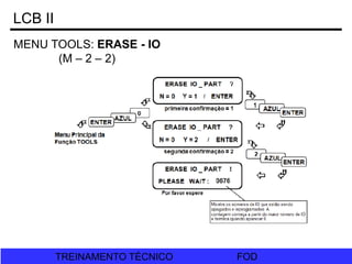 FOD
TREINAMENTO TÉCNICO FOD
TREINAMENTO TÉCNICO
LCB II
MENU TOOLS: ERASE - IO
(M – 2 – 2)
 