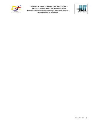REPUBLICA BOLIVARIANA DE VENEZUELA
       MINISTERIO DE EDUCACIÓN SUPERIOR
Instituto Universitario de Tecnología del Estado Bolívar
              Departamento de Mecánica




                                                           Mino Urbani Brito   28
 