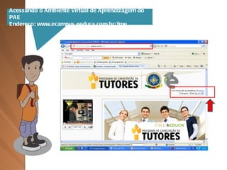 Acessando o Ambiente Virtual de Aprendizagem do PAE Endereço: www.ecampus.eeduca.com.br/fme 