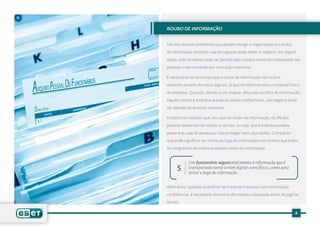 Roubo de informação


Um dos maiores problemas que podem atingir a organização é o roubo

de informação sensível; cuja divulgação pode afetar o negócio. Em alguns

casos, este incidente pode ser gerado pelo comportamento inadequado das

pessoas e não somente por uma ação maliciosa.

É necessário ter em conta que o roubo de informação não ocorre

somente através de meios digitais, já que também envolve o material físico

da empresa. Quando, devido a um ataque, descuido ou falta de informação,

alguém alheio à empresa acessa os dados confidenciais, seu negócio pode

ser afetado de diversas maneiras.

Estatísticas indicam que, em caso de roubo de informação, 62,9% das

pessoas deixariam de utilizar o serviço, ou seja, que a empresa poderia

perder 6 de cada 10 clientes por não proteger bem seus dados. O impacto

que pode significar ser vítima da fuga de informação nos lembra que todos

os integrantes da empresa devem cuidar da informação.


            Um funcionário seguro está atento à informação que é
      5     transportada tanto a nível digital como físico, como para
            evitar a fuga de informação.


Além disso, quando se desfizer de material impresso com informação
confidencial, é necessário destruí-lo de maneira adequada antes de jogá-lo

no lixo.

                                                                          8
 