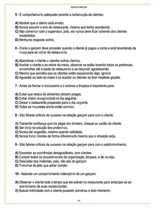 Guia do garçom sebrae