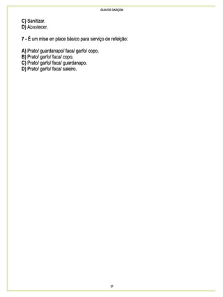 Guia do garçom sebrae