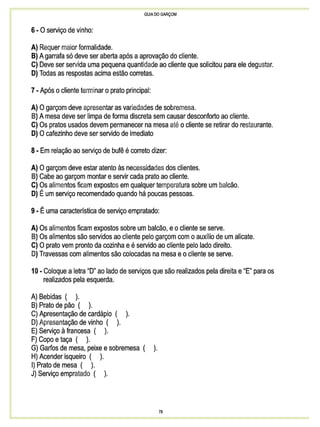 Guia do garçom sebrae