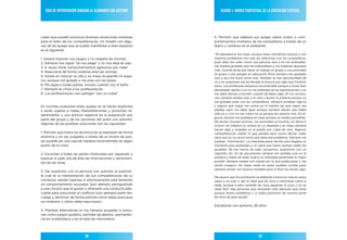 Guía de IntervencIón dIrIGIda al alumnado con autIsmo          BloQue I: marco contextual de la educacIón esPecIal




ciales que pueden provocar diversas situaciones molestas     5. Permitir que elabore sus quejas sobre ruidos o com-
para el resto de los compañeros/as. Un listado con algu-     portamientos molestos de los compañeros a través de un
nas de las quejas que se suelen manifestar a este respecto   diario y cambios en el ambiente.
es el siguiente:
                                                             “Mi experiencia fue mala, aunque hubo momentos buenos y mis
1. Quiere imponer sus juegos y no respeta las normas.        mayores problemas han sido las relaciones con los compañeros,
2. Siempre nos sigue “se nos pega” y no nos deja en paz.     pues ellos me veían como una persona rara y no me entendían,
3. A veces tiene comportamientos agresivos por nada.         me hubiera gustado que me entendiesen y me hubieran apoyado
                                                             más. Cuando tenía que hacer un trabajo en grupo o una actividad
4. Reacciona de forma violenta ante las normas.
                                                             en grupo o por parejas en educación física siempre me quedaba
5. Insiste en colocar su silla y su mesa ocupando mi espa-
                                                             solo y eso me hacia sentir mal. También se han aprovechado de
cio, aunque me golpee o me pise con las patas.               mí y en ocasiones me he llevado la bronca por algo que hicieron
6. Me sigue a todas partes, incluso cuando voy al baño.      otros. Los profesores tampoco me entendían porque a veces iban
7. Siempre se chiva a los profesores/as.                     demasiado rápido y yo no me enteraba de las explicaciones o no
8. Los profesores/as nos castigan “por su culpa”.            me daba tiempo a escribir cuando dictaban algo. En los recreos,
                                                             casi siempre estaba solo a mi aire y bueno lo prefería porque no
                                                             me gustaba estar con los compañeros, siempre armaban alguna
En muchas ocasiones estas quejas no se hacen explícitas      y seguro que luego me comía yo el marrón así que mejor me
o están sujetas a malas interpretaciones y provocan re-      alejaba, pero me daba igual porque siempre decían que había
sentimiento y una actitud negativa en la aceptación por      sido yo y a mi no me creían no se porque les parecía raro. En al-
                                                             gunos recreos me quedaba en clase aunque no estaba permitido.
parte del grupo y de los docentes del joven con autismo.
                                                             Me hacían muchas bromas, me escondían la mochila, los libros e
Algunas de las posibles soluciones son las siguientes:
                                                             incluso me robaron la cartera en un despiste y en clase siempre
                                                             hacían algo y acababa en el pasillo por culpa de otro. Algunos
1. Permitir que todos los alumnos/as se expresen de forma    compañeros/as sabían lo que pasaba pero nunca decían nada,
anónima y sin ser juzgados a través de un buzón de que-      claro que yo no era el único que tenia ese problema. Siempre me
jas (puede ser una caja de zapatos reconvertida) en algún    estaban “chinchando”, yo intentaba pasar de ello pero llegaba un
punto de la clase.                                           momento que explotaba y no sabía que hacer porque nadie me
                                                             ayudaba. Me han hecho de todo: escupirme, quemarme con un
2. Escuchar a todas las partes implicadas por separado y     cigarrillo, etc. En las excursiones siempre me sentaba solo en el
explicar a cada una de ellas las motivaciones y sentimien-   autobús y había de todo, bueno yo intentaba pasármelo lo mejor
tos de las otras.                                            posible. Siempre estaba con miedo por lo que podía pasar y me
                                                             sentía inseguro. No había nadie en quien pudiera confiar pues
                                                             siempre venían con buenos modales pero al final me hacían algo.
3. Ser explícitos con la persona con autismo al explicar-
le cuál es la interpretación de sus compañeros/as de su      Me parece que los profesores se deberían involucrar más en estos
conducta, siendo tajantes si efectivamente está teniendo     casos y no solo ir, dar la clase que les toca y marcharse como si
un comportamiento acosador (por ejemplo persiguiendo         nada, aunque a ellos también les toca aguantar lo suyo y no es
a una chica/o que le gusta) y ofrecerle una conducta ade-    nada fácil. Hay personas que necesitan más atención que otras
cuada para solucionar el conflicto (por ejemplo pedir dis-   porque tienen problemas y si todos ponemos de nuestra parte
culpas y delimitar de forma estricta cómo debe acercarse     les seria de gran ayuda”
sin molestar o cómo debe reaccionar).
                                                             Estudiante con autismo, 26 años.
4. Plantear alternativas en los tiempos grupales o comu-
nes como juegos guiados, partidas de ajedrez, permanen-
cia en la biblioteca o en el aula de informática.




                           58                                                               59
 