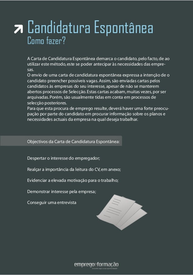 Carta Candidatura Espontanea Desempregado