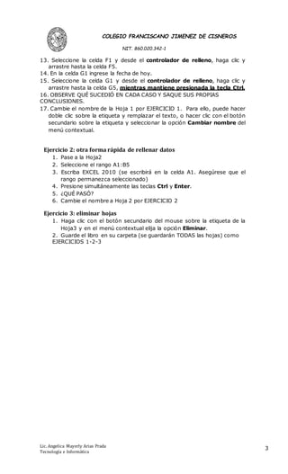 Guia excel grado 7 | DOCX