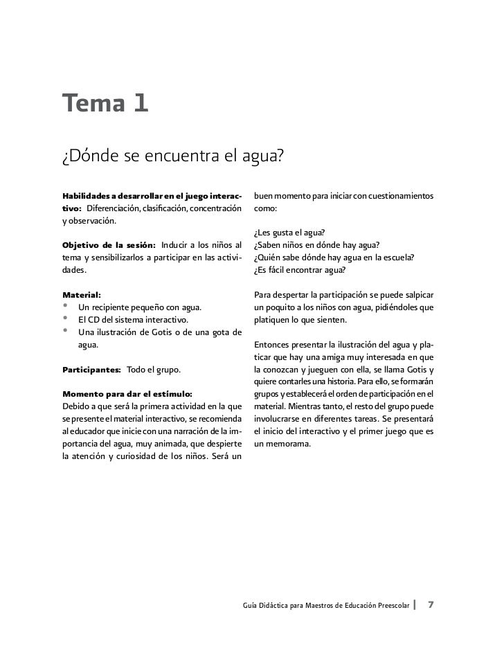 Guía Didáctica sobre el cuidado del agua y más Guía Didáctica sobre el cuidado del agua y más