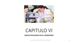 CAPITULO VI
ANÁLISIS REALIZADOS EN EL LABORATORIO
M.C. MARIA DEL REFUGIO HERNANDEZ REYNOSO. 144
 