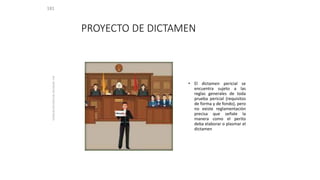 PROYECTO DE DICTAMEN
181
M.C.
MARIA
DEL
REFUGIO
HDZ
REYNOSO.
• El dictamen pericial se
encuentra sujeto a las
reglas generales de toda
prueba pericial (requisitos
de forma y de fondo), pero
no existe reglamentación
precisa que señale la
manera como el perito
deba elaborar o plasmar el
dictamen
 
