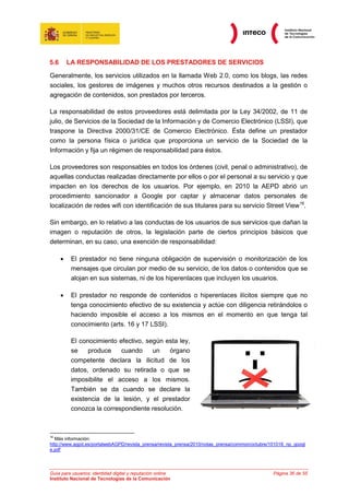 Guía para usuarios: identidad digital y reputación online Página 36 de 55
Instituto Nacional de Tecnologías de la Comunica...
