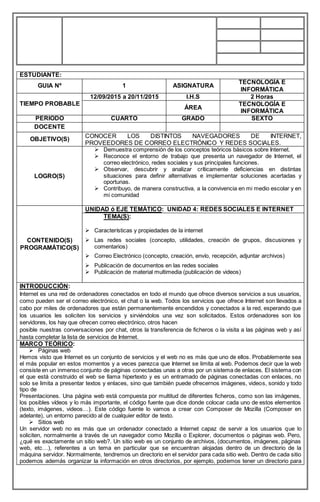 Guia informatica sexto grado 4 periodo2 | DOCX