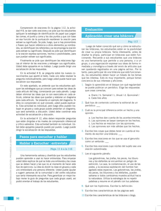 Comprensión de oraciones En la página 112, la activi-
                                             dad # 8, se dan siete o...