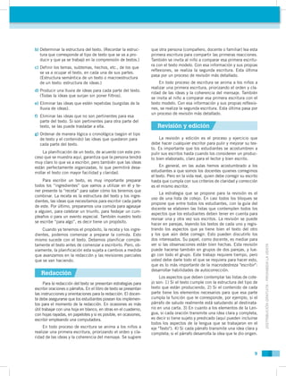 b)	Determinar la estructura del texto. (Recordar la estruc-        que otra persona (compañero, docente o familiar) lea es...