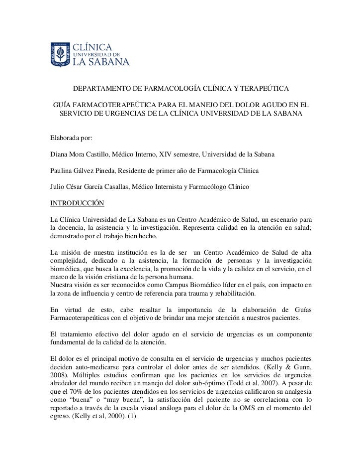 Guia Manejo Del Dolor Agudo En Urgencias - 