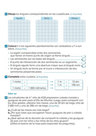 5 Dibuja los ángulos correspondientes en las cuadrículas. (1,5 puntos)
           Agudo                       Recto       ...