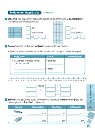 Evaluación diagnóstica                  Módulo 4


1 Observa las siguientes representaciones geométricas y completa las
  ...