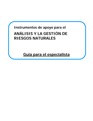 Instrumentos de apoyo para el

ANÁLISIS Y LA GESTIÓN DE
RIESGOS NATURALES

Guía para el especialista

 
