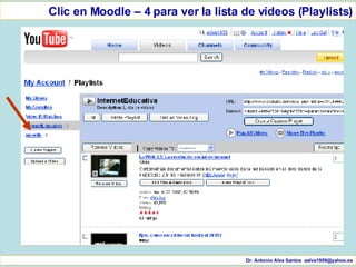 Dr. Antonio Alva Santos  [email_address] Clic en Moodle – 4 para ver la lista de vídeos (Playlists) 