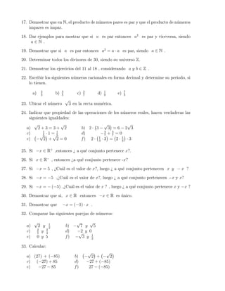 Guia N°1: Conjuntos Numericos [Introduccion al Algebra] | PDF