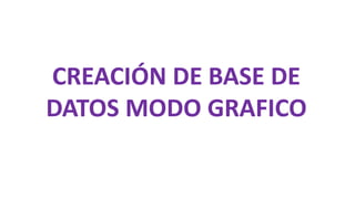 CREACIÓN DE BASE DE
DATOS MODO GRAFICO
 