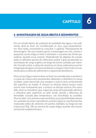 O monitoramento e o diagnóstico da qualidade ambiental, bem como
DV D©·HV GH ÷VFDOL]D©¥R HQYROYHP D PHGLGD GH XPD RX PDLV YDUL£YHLV
cujos resultados serão utilizados para avaliar as condições de um am-
biente e dar subsídios para a tomada de medidas preventivas e corre-
tivas, com base na legislação existente. Nesse sentido, os objetivos do
trabalho, as estratégias de amostragem e os métodos de análises a se-
UHP HPSUHJDGRV GHYHP VHU FULWHULRVDPHQWH GH÷QLGRV SDUD VH REWHU
resultados robustos.
A etapa de amostragem é crucial nesse processo, pois o material cole-
WDGR GHYH UHSUHVHQWDU GH IRUPD ÷GHGLJQD R ORFDO DPRVWUDGR $ VHOH©¥R
criteriosa dos pontos de amostragem e a escolha de técnicas adequa-
GDV GH FROHWD H SUHVHUYD©¥R GH DPRVWUDV V¥R SULPRUGLDLV SDUD D FRQ÷D-
bilidade e representatividade dos dados gerados.
A CETESB sempre esteve na vanguarda desse tema, atenta à impor-
tância dos programas e processos de amostragem dentro de suas ativi-
GDGHV GH WDO IRUPD TXH HP  SXEOLFRX R Ü*XLD GH ROHWD H 3UHVHU-
YD©¥R GH $PRVWUDV GH ƒJXDÝ R TXDO WHP VLGR H[WHQVLYDPHQWH XWLOL]DGR
não só no Estado de São Paulo, mas em todo o país, sendo ainda hoje
referência em nível nacional.
Considerando a necessidade de acompanhar a evolução analítica, com
W«FQLFDV GH SRQWD H OLPLWHV GH TXDQWL÷FD©¥R FDGD YH] PHQRUHV TXH UH-
querem a inovação também das técnicas de coleta e o avanço da utili-
zação de novas variáveis biológicas e toxicológicas na área ambiental,
os técnicos da CETESB sentiram a necessidade de trabalhar em um
QRYR *XLD GH ROHWD QR LQWXLWR GH WUD]HU SDUD RV SUR÷VVLRQDLV GDV £UH-
as de meio ambiente, saneamento, saúde, recursos hídricos e público
interessado a sua experiência e conhecimento adquiridos nesses nos
últimos 23 anos de atividades.
APRESENTAÇÃO
 