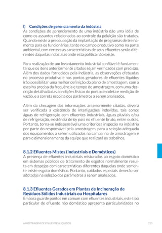 73ORGANIZAÇÃO DOS TRABALHOS DE CAMPO
3.5.23 Solução de Formol 20%
á Em uma proveta, diluir 1 parte de formol P.A. em 4 partes de água
destilada.
3.5.24 Solução de Fluoreto de Potássio 20%
á (P EDO¥R YROXP«WULFR GH / GLVVROYHU J GH øXRUHWR GH SRW£VVLR
(KF.2H2
0) P.A. em água destilada.
á Completar o volume para 1L com água destilada.
3.5.25 Solução de Hidróxido de Sódio (NaOH) 10M
á Dissolver 400g de hidróxido de sódio (NaOH) em 500mL de água
destilada;
á Transferir para um balão volumétrico de 1L;
á Completar o volume para 1L com água destilada.
3.5.26 Solução de Amido
á Pesar separadamente 2g de amido solúvel P.A. e 0,2 g de ácido sa-
licílico P.A.;
á Transferir para béquer de 200mL. Adicionar 10mL de água deioni-
zada e agitar até dissolução;
á Adicionar 95mL de água deionizada quente;
á Levar a aquecer até a fervura, durante 5 minutos;
á Deixar esfriar e acondicionar em frasco de polipropileno, ao abrigo
da luz.
3.5.27 Solução de Lugol (iodo ressublimado e iodeto de
potássio - KI)
á Adicionar 10g de iodo puro, 20g de iodeto de potássio e 20g de
ácido acético glacial, em 200mL de água destilada;
á Manter ao abrigo da luz.
3.5.28 Solução Metanol/Amônio (50+1 v/v)
á Acrescentar 20mL de hidróxido de amônia a 1L de metanol.
3.5.29 Solução de Sulfato Manganoso 2,14 M
á Dissolver 400 g de MnSO4
.2H2
O em água destilada;
á Filtrar e completar o volume com água destilada para 1L em balão
volumétrico.
 