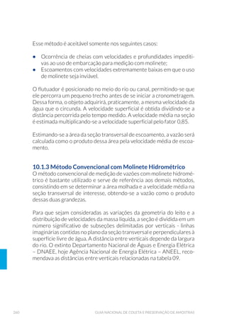 102 GUIA NACIONAL DE COLETA E PRESERVAÇÃO DE AMOSTRAS
O Hess-Canton(Fig.31),outrotipodedelimitador,podesermontadoem
tubodePVCouacrílico,ondesãofeitasduasaberturas:umaaserposicio-
nadaparamontante,protegidaporumarede,deformaanãopermitircon-
taminação por material indesejado, e a outra, oposta à primeira, contém a
rede, em forma de saco em que os organismos são aprisionados. A área
interna do tubo corresponde à área de amostragem.
Figura 30. 'HOLPLWDGRU 6XUEHU )RWR /XF / 2JXUD(7(6% 