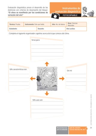 Evaluación diagnóstica previa al desarrollo de las                 Instrumentos de
destrezas con criterios de desempeño de...