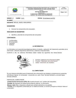 Guia no. 1 grado 3 | DOCX
