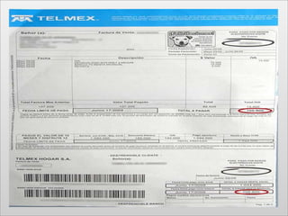 Principales elementos de la expresión impresa de una factura                                                                                            1.Folios: Estos se solicitan por medio del sistema Integral de Comprobantes Fiscales2. Número de serie del certificado de sello digital3. Cadena original: Contiene un resumen de todos los datos del comprobante fiscal digital y se sella al final de cada factura con la llave probada y el certificado del emisor