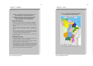 51
Figura 27 – Apêndice
Fonte: Elaborada pelos autores.
APÊNDICE A - ROTEIRO DE ENTREVISTA APLICADA AO EX-
SECRETÁRIO DE EDUCAÇÃO DE HORIZONTE-CE
ROTEIRO DE ENTREVISTA APLICADA AO EX-SECRETÁRIO
DE EDUCAÇÃO DO MUNICÍPIO DE HORIZONTE-CE
PROF. EVERARDO CAVALCANTE DOMINGUES
Primeiro momento da entrevista
1.Como era a cidade de Horizonte (características econômicas e
socioculturais) na época em que o Sr. assumiu a Secretaria de Educação?
2. Qual era a situação das escolas e da educação, como um todo, na cidade de
Horizonte?
3. Dos anos 1990 para cá, mudou algo na visão que o Sr. tinha sobre a
educação e a escola? Em caso positivo, perguntar: O que mudou, e por
quê?
4. Suas ideias pessoais acerca do que fazer, como gestor público, diante dos
desafios e problemas educacionais da cidade de Horizonte, correspondiam
às orientações assumidas e encampadas pela prefeitura?
5. Dentre as ações desenvolvidos em sua gestão, quais o Sr. considera as mais
importantes? Por quê?
Segundo momento da entrevista
1. Em relação à SEDUC e ao MEC, que sistemas de cooperação foram
estabelecidos em sua gestão, e quais as suas finalidades?
2. Durante sua gestão, que diretrizes nortearam a elaboração de políticas
públicas para a educação no município de Horizonte?
3. Houve participação da sociedade na elaboração e no desenvolvimento
dessas políticas? Em caso positivo, perguntar: Que segmentos da sociedade
foram convidados para participar das discussões e como se deu
efetivamente essa participação? Em caso negativo, perguntar: Por quê?
5. Como o Sr., hoje, avalia a efetivação dessas políticas públicas?
52
Figura 28 – Anexo
Fonte: Elaborada pelos autores.
ANEXO A - MAPA DOS MUNICÍPIOS QUE COMPÕES A
MACRORREGIÃO DE SAÚDE DE SOBRAL
Fonte: Instituto de Pesquisa e Estratégia Econômica do Ceará (2010).
 