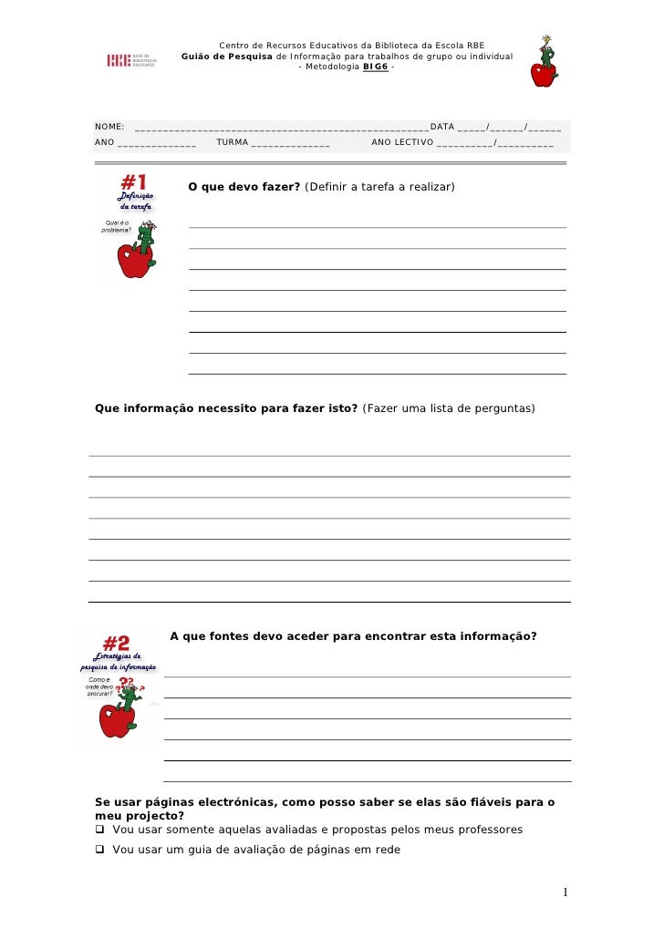 Centro de Recursos Educativos da Biblioteca da Escola RBE
                Guião de Pesquisa de Informação para trabalhos d...