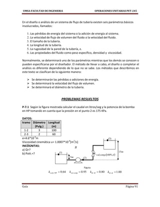 UMSA-FACULTAD DE INGENIERIA OPERACIONES UNITARIAS PET-245
Guía Página 91
En el diseño o análisis de un sistema de flujo de...