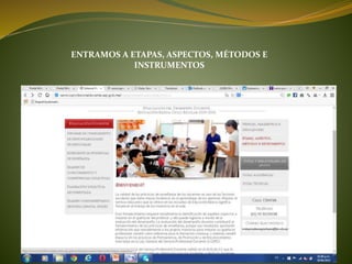 ENTRAMOS A ETAPAS, ASPECTOS, MÉTODOS E
INSTRUMENTOS
 