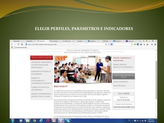 ELEGIR PERFILES, PARÁMETROS E INDICADORES
 
