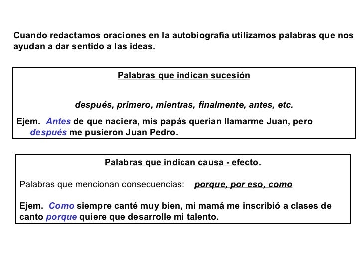 Ejemplos De Palabras Que Indican Sucesion