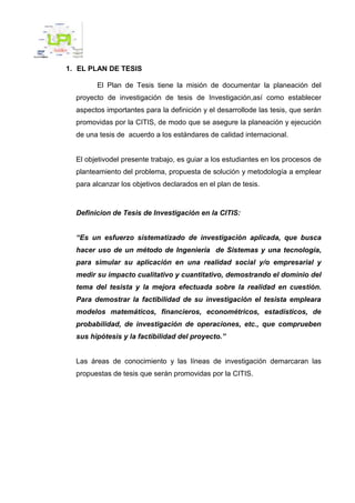 Guia para la elaboracion del Plan de Tesis FIIS | DOCX
