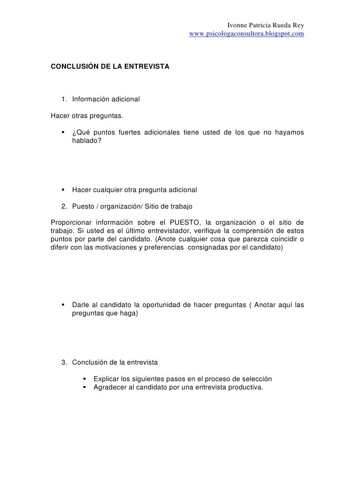 preguntas para hacer una conclusion guia para realizar una entrevista de seleccion de personal preguntas para hacer una conclusion guia para realizar una entrevista de seleccion de personal