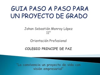 GUIA PASO A PASO PARA
UN PROYECTO DE GRADO

 