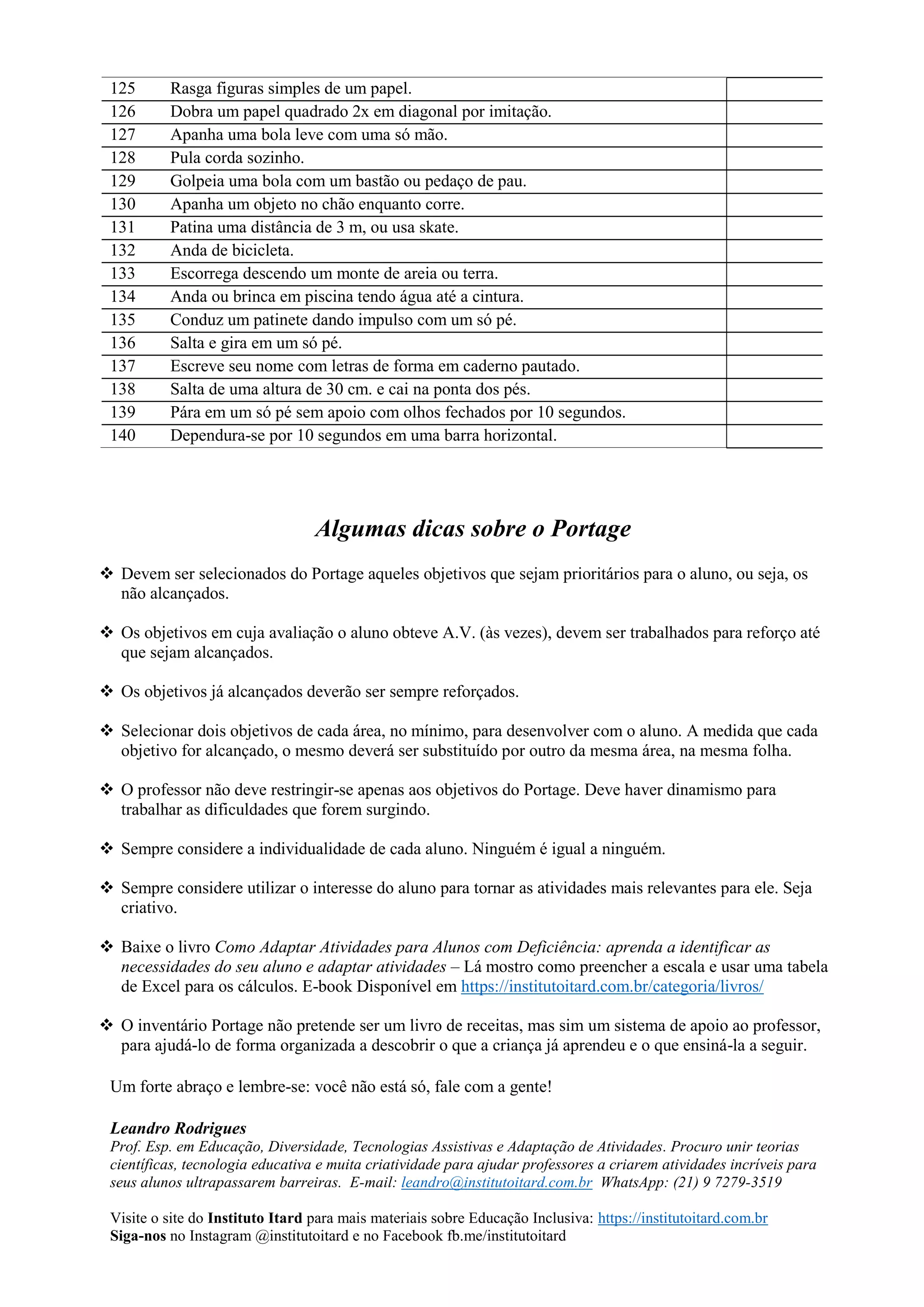 Portage Checklist.pdf Guia Portage de Educação Pré-Escolar A escala Portage para avaliação e ...