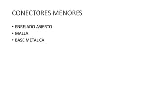 CONECTORES MENORES
• ENREJADO ABIERTO
• MALLA
• BASE METALICA
 