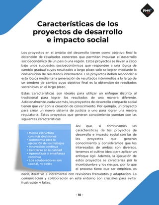 Características de los
proyectos de desarrollo
e impacto social
 