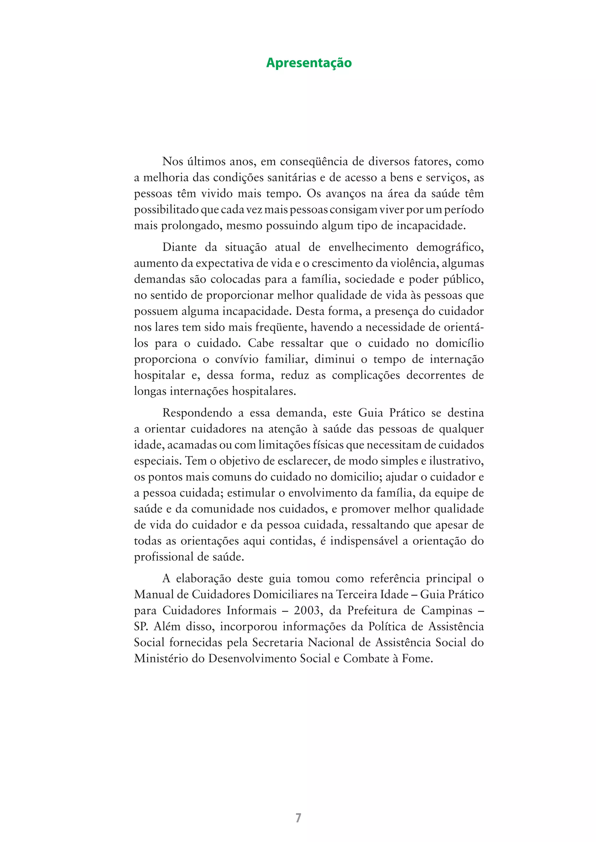 Guia Pratico do Cuidador - Ministério da Saúde