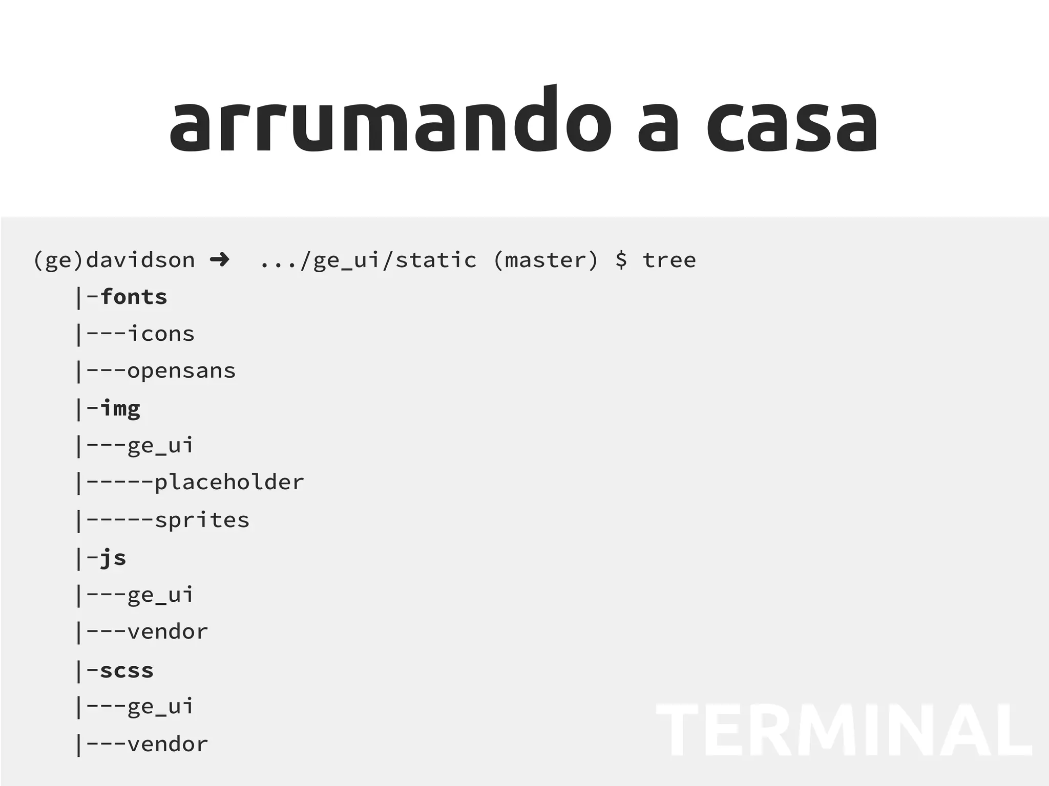 blocos para
elementos
{% extends "core/delivery.html" %}
{% block css_delivery %}
{{ block.super }}
<link type="text/css"
rel="stylesheet"
media="screen"
href="poll/css/delivery.css">
{% endblock %}
delivery.html
TEMPLATE
app core
TEMPLATE
app poll
 
